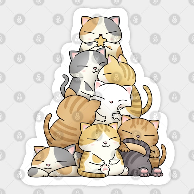 Chubby Cat Christmas Tree White Cat Christmas Tree Sticker TeePublic